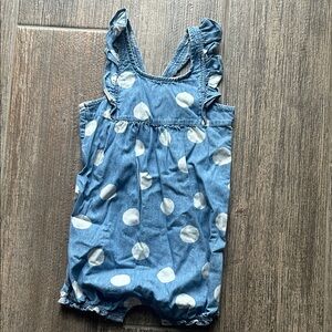 Carter's Denim Blue Romper with White Dots